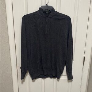 Oscar de la Renta Black Zip Up Knit Sweater